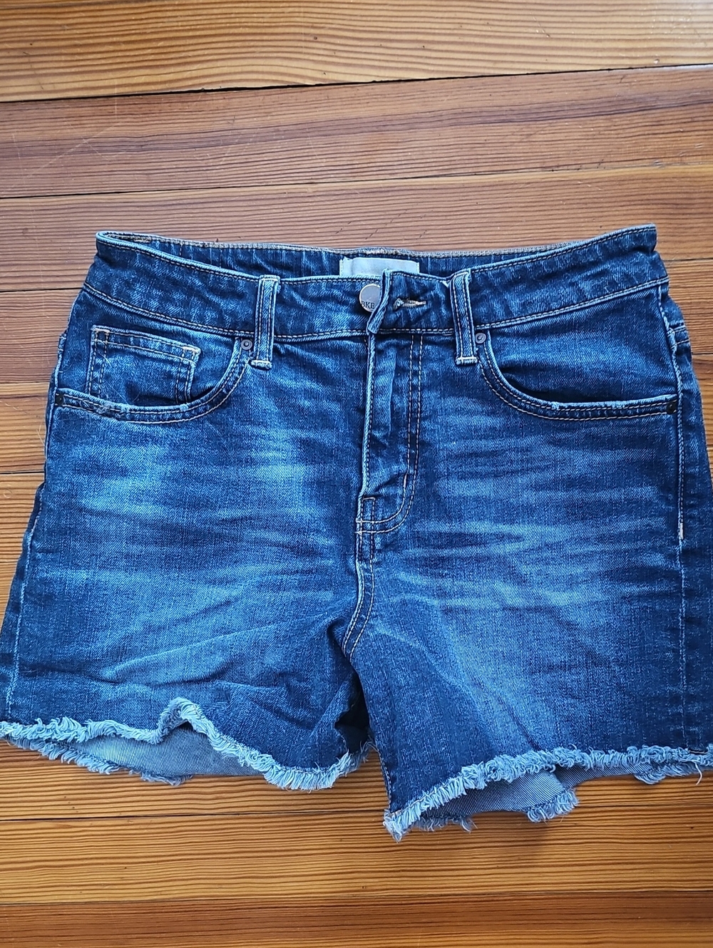 BKE Denim Frayed Hem Women's Shorts in Dark Blue